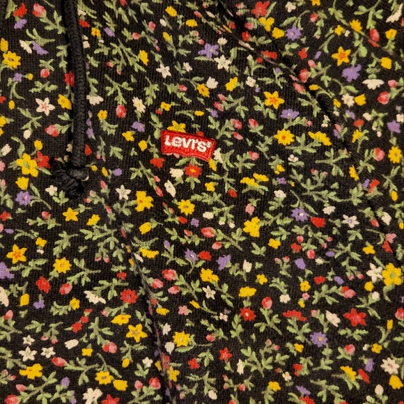 Levi's Black Floral Flower Print Cinched Hoodie - Picture 3 of 5